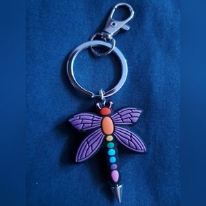 Rainbow Silicone Dragonfly Keyring